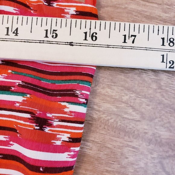 Loft Ikat Womens Dress Size 6 Red Pink Smocked Back Western Ruffle Desert NEW - Picture 13 of 15